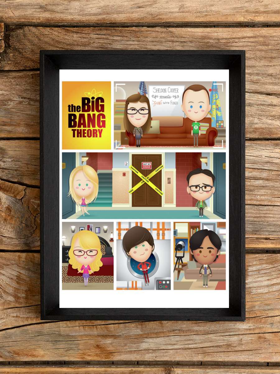 The Big Bang Theory -… - Illustration Film Poster Tablo Siyah Çerçeveli Yüksek Kalite Film Duvar Tablo