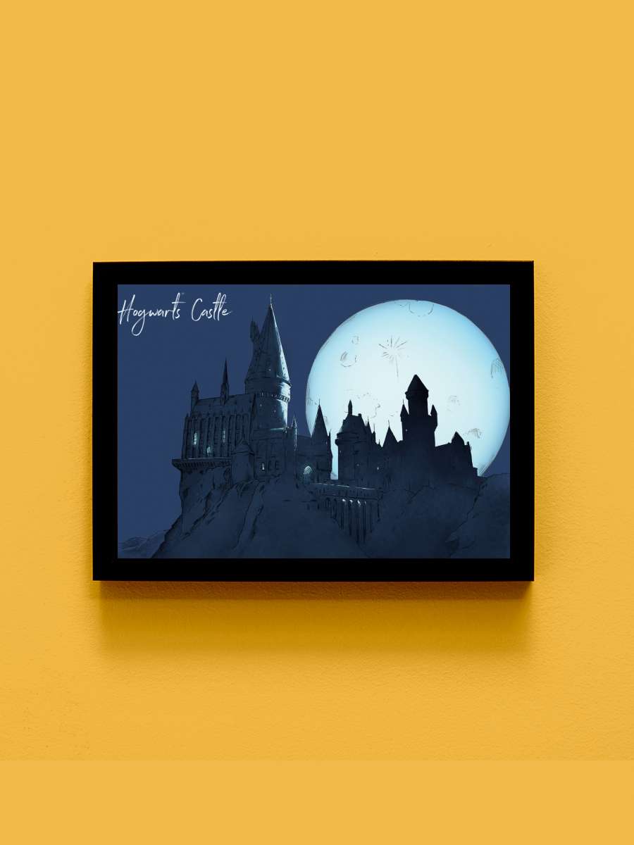 Harry Potter - Hogwarts Castlle Film Poster Tablo Siyah Çerçeveli Yüksek Kalite Film Duvar Tablo