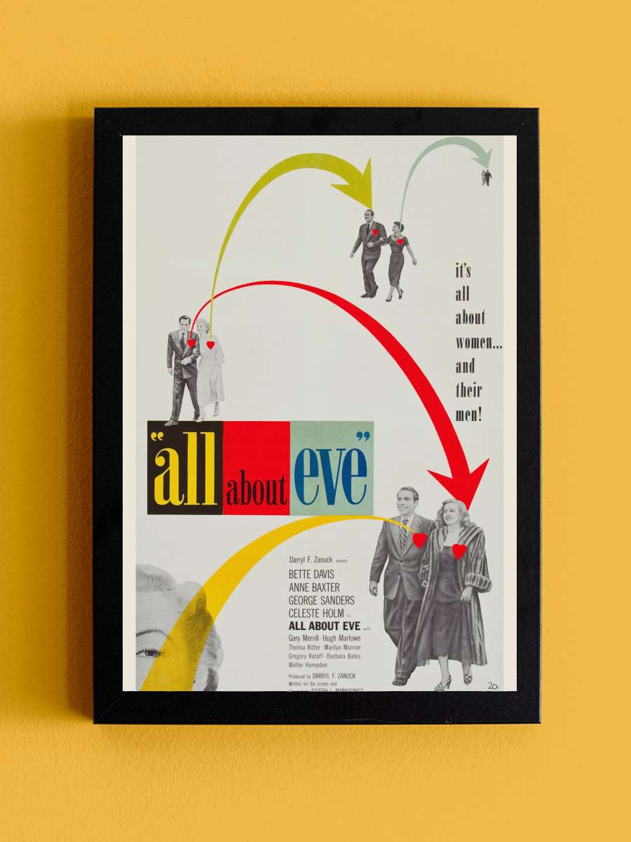 All about Eve, Ft. Bette Davis … & Marilyn Monroe Film Poster Tablo Siyah Çerçeveli Yüksek Kalite Film Duvar Tablo