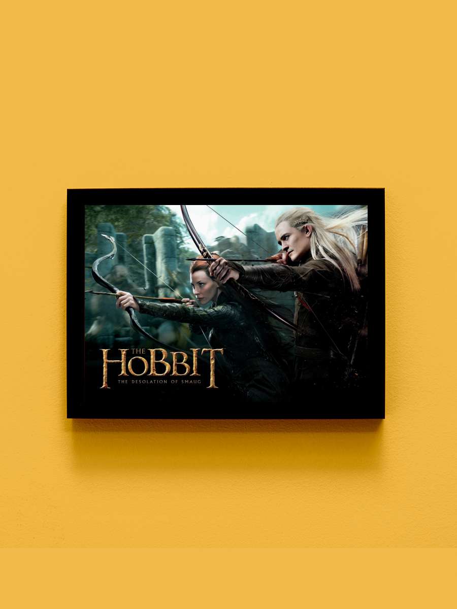 Hobbit - Legolas and Tauriel Film Poster Tablo Siyah Çerçeveli Yüksek Kalite Film Duvar Tablo