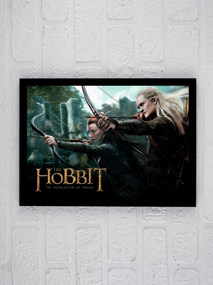 Hobbit - Legolas and Tauriel Film Poster Tablo Siyah Çerçeveli Yüksek Kalite Film Duvar Tablo