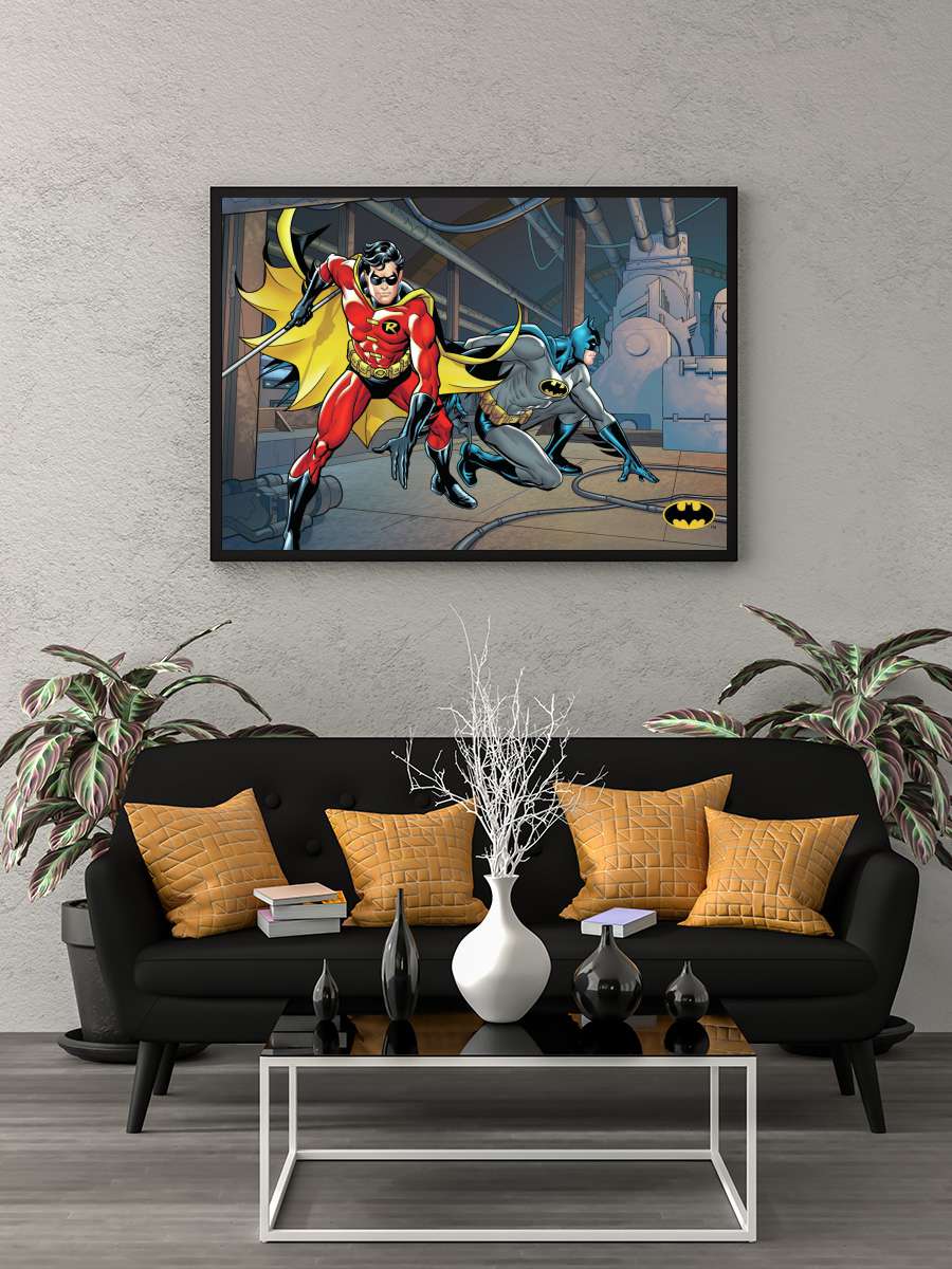 Batman and Robin - Comics Film Poster Tablo Siyah Çerçeveli Yüksek Kalite Film Duvar Tablo