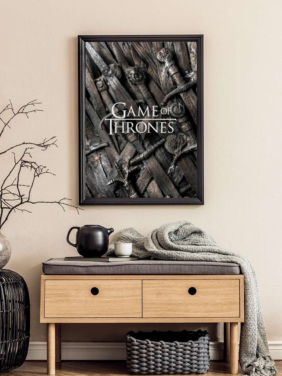 Game of Thrones - Sword throne Film Poster Tablo Siyah Çerçeveli Yüksek Kalite Film Duvar Tablo