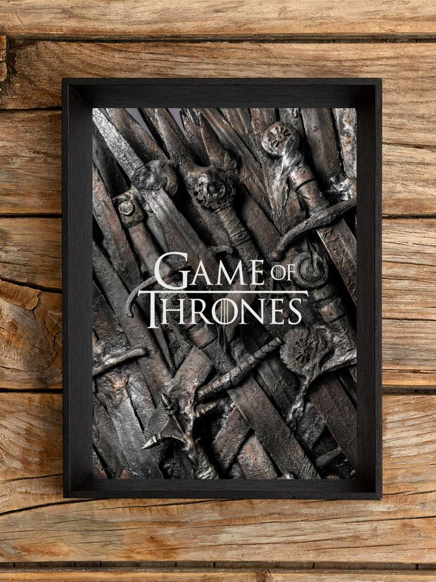 Game of Thrones - Sword throne Film Poster Tablo Siyah Çerçeveli Yüksek Kalite Film Duvar Tablo