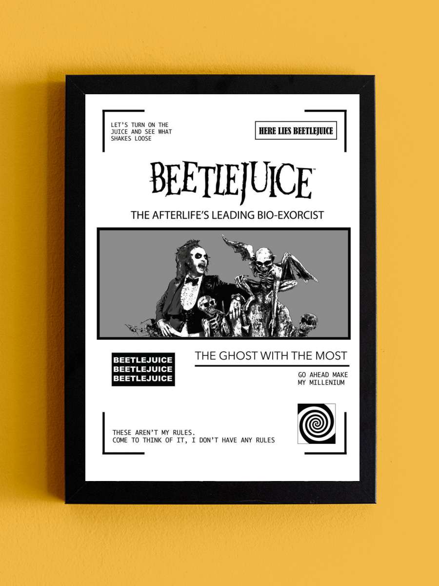 Beetlejuice - The Ghost Film Poster Tablo Siyah Çerçeveli Yüksek Kalite Film Duvar Tablo