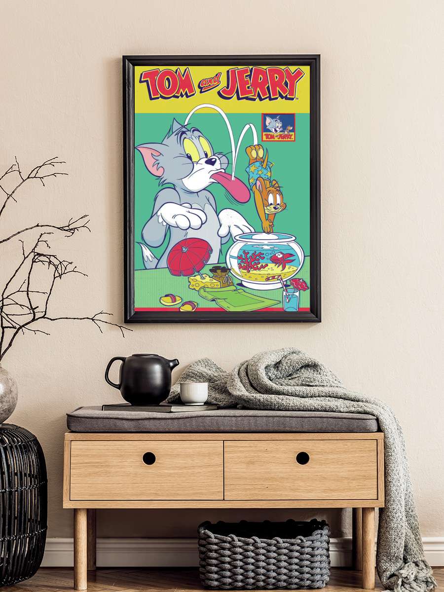 Tom & Jerry - Comics Cover Film Poster Tablo Siyah Çerçeveli Yüksek Kalite Film Duvar Tablo