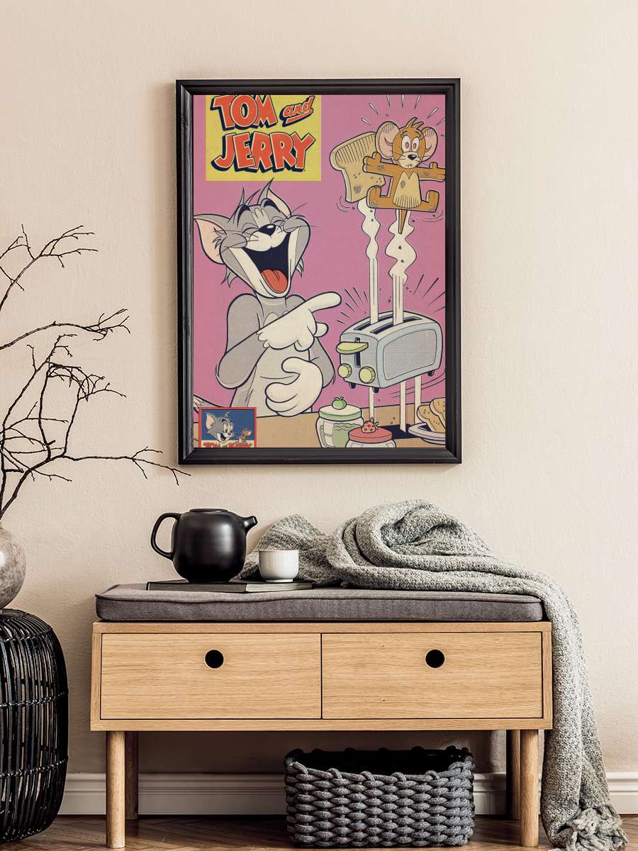 Tom & Jerry - Comics Cover Film Poster Tablo Siyah Çerçeveli Yüksek Kalite Film Duvar Tablo