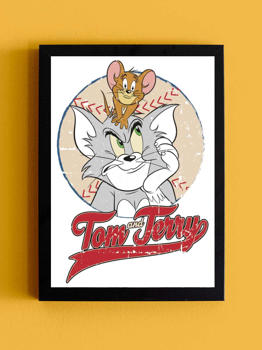 Tom & Jerry - Baseball Film Poster Tablo Siyah Çerçeveli Yüksek Kalite Film Duvar Tablo