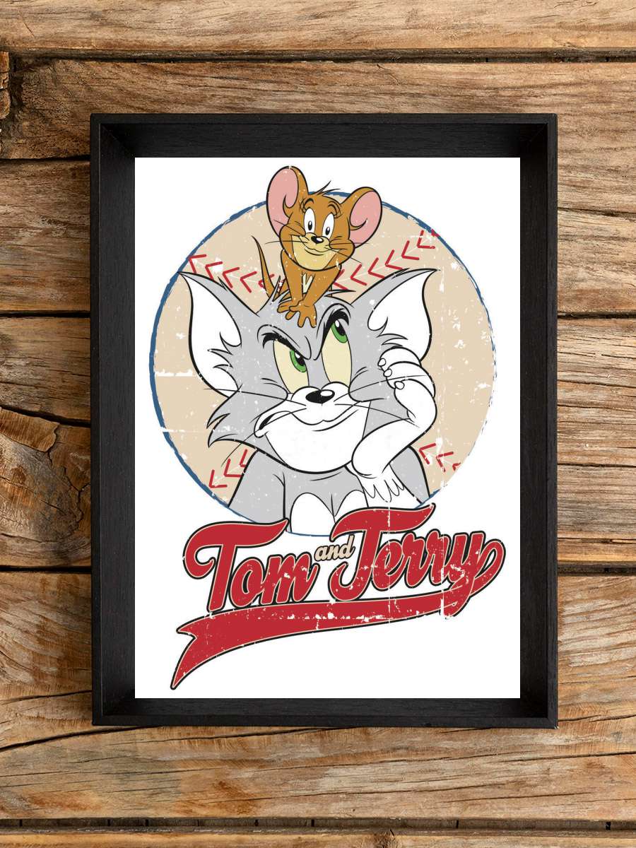 Tom & Jerry - Baseball Film Poster Tablo Siyah Çerçeveli Yüksek Kalite Film Duvar Tablo