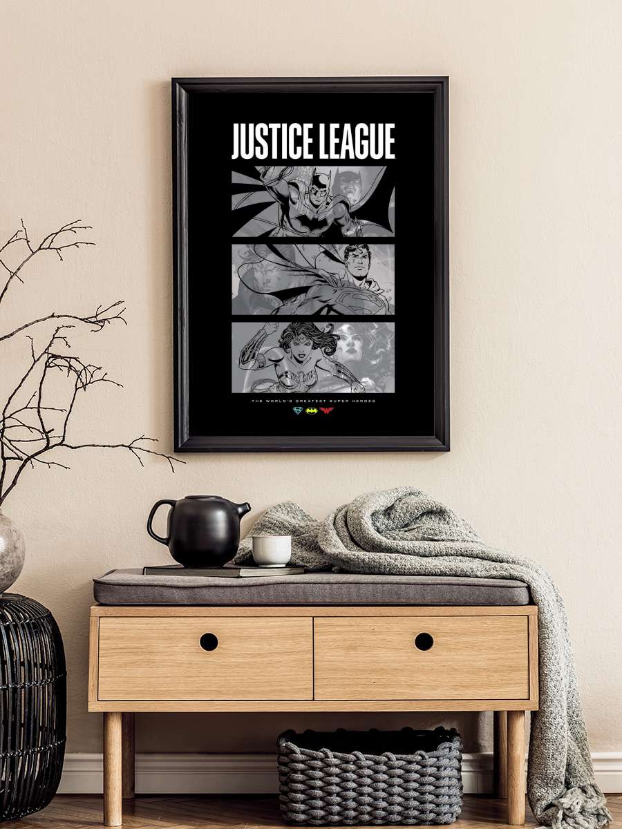 Justice League - Greatest super… super heroes Film Poster Tablo Siyah Çerçeveli Yüksek Kalite Film Duvar Tablo