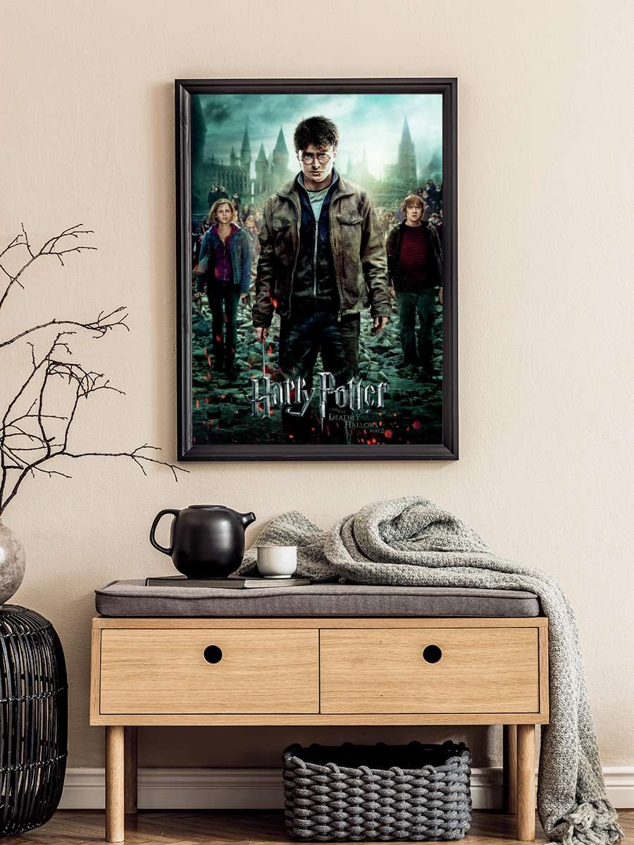 Harry Potter and the Deadly Hallows - trio Film Poster Tablo Siyah Çerçeveli Yüksek Kalite Film Duvar Tablo