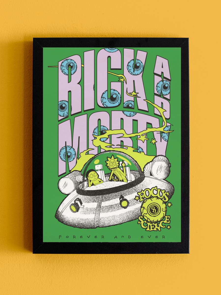 Rick And Morty - Spaceship Film Poster Tablo Siyah Çerçeveli Yüksek Kalite Film Duvar Tablo