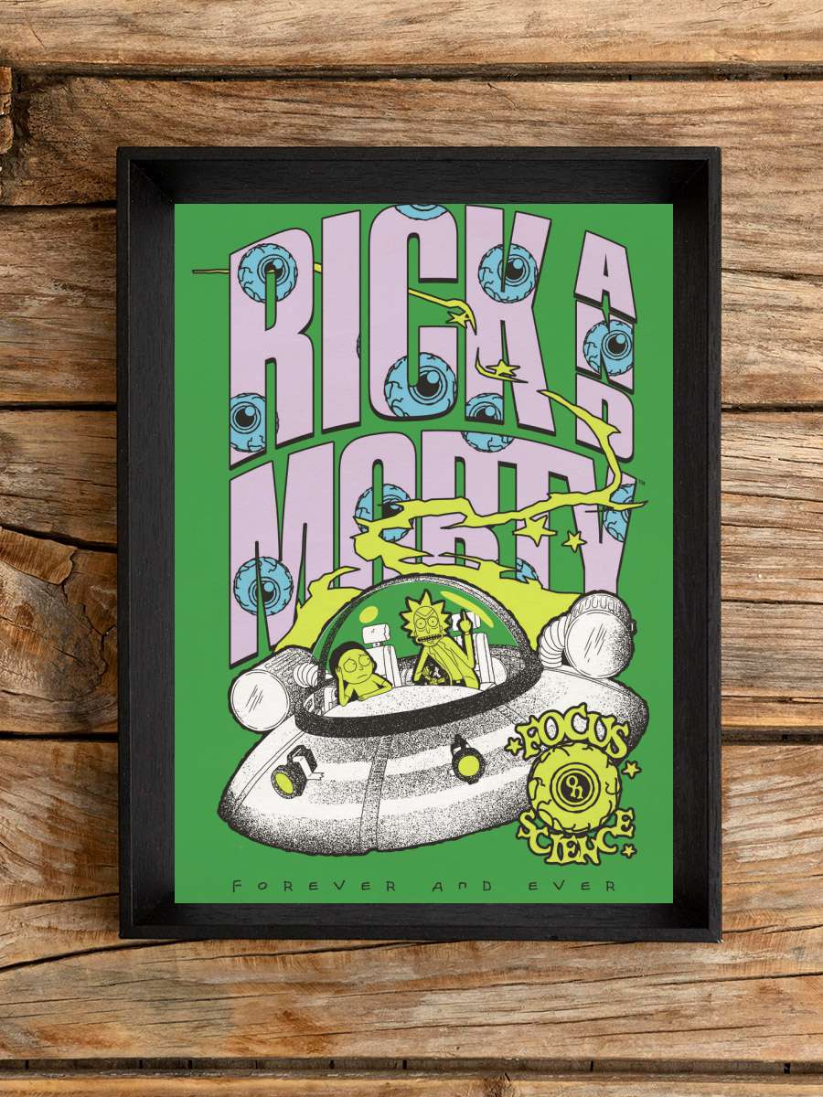 Rick And Morty - Spaceship Film Poster Tablo Siyah Çerçeveli Yüksek Kalite Film Duvar Tablo