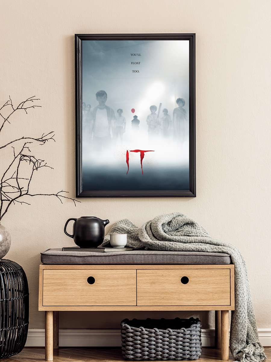 IT - Key Art Film Poster Tablo Siyah Çerçeveli Yüksek Kalite Film Duvar Tablo