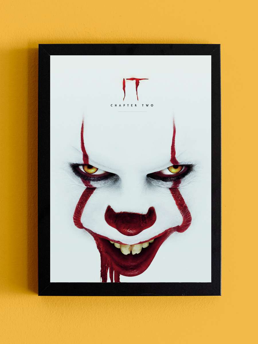 IT - Pennywise Face Film Poster Tablo Siyah Çerçeveli Yüksek Kalite Film Duvar Tablo