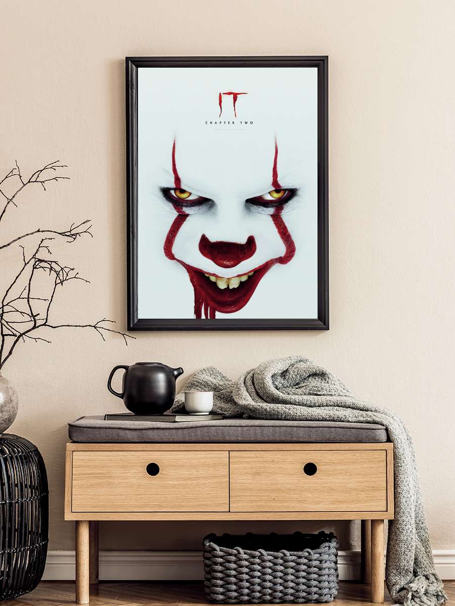 IT - Pennywise Face Film Poster Tablo Siyah Çerçeveli Yüksek Kalite Film Duvar Tablo