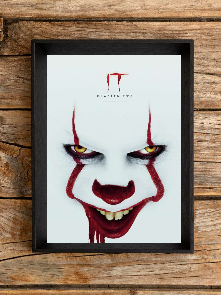 IT - Pennywise Face Film Poster Tablo Siyah Çerçeveli Yüksek Kalite Film Duvar Tablo