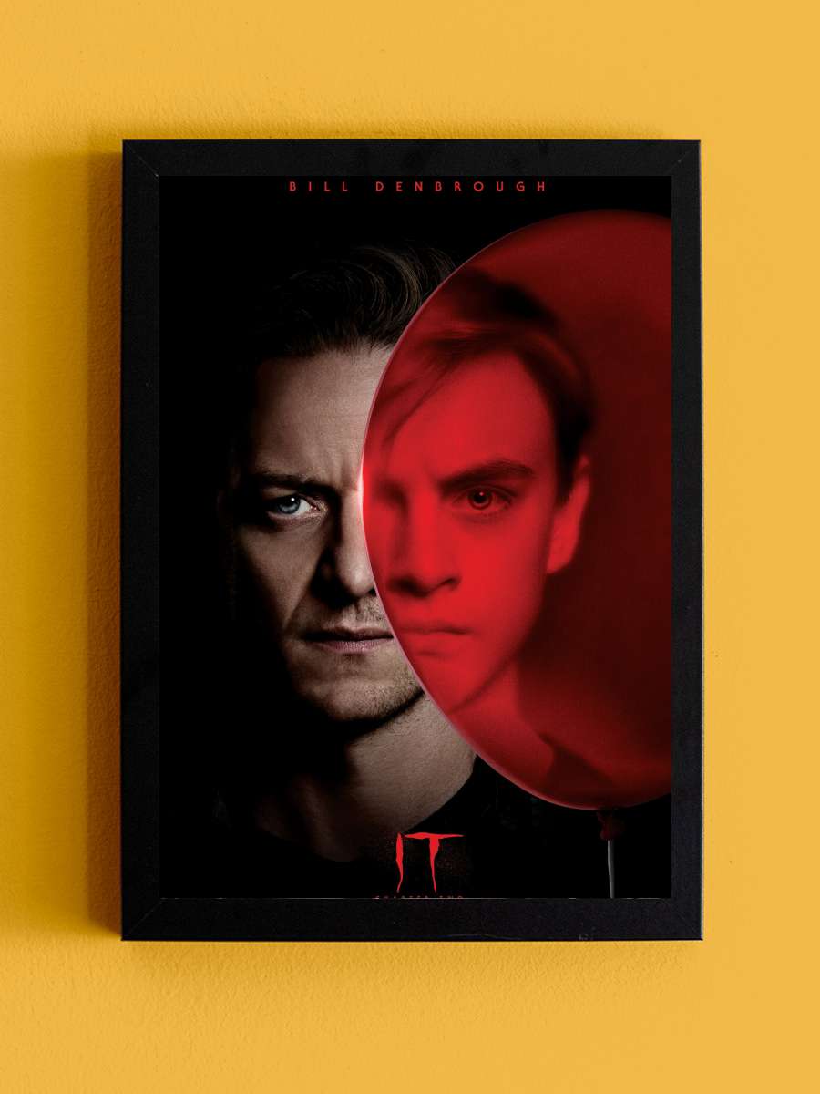 IT - Bill Film Poster Tablo Siyah Çerçeveli Yüksek Kalite Film Duvar Tablo