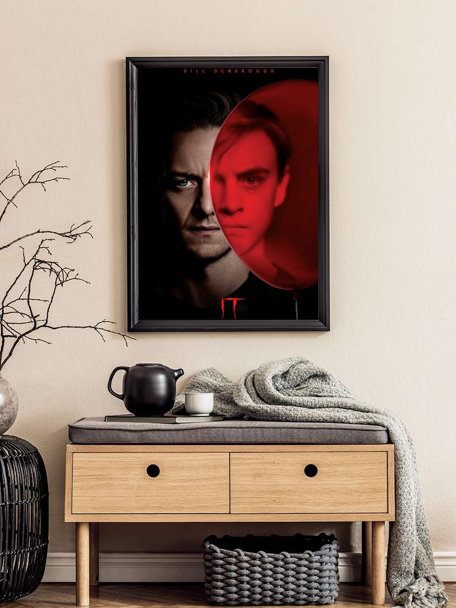 IT - Bill Film Poster Tablo Siyah Çerçeveli Yüksek Kalite Film Duvar Tablo