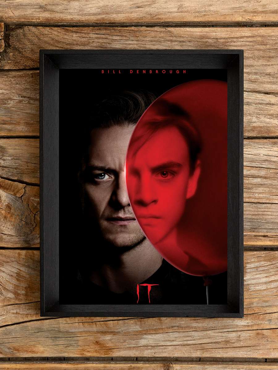 IT - Bill Film Poster Tablo Siyah Çerçeveli Yüksek Kalite Film Duvar Tablo