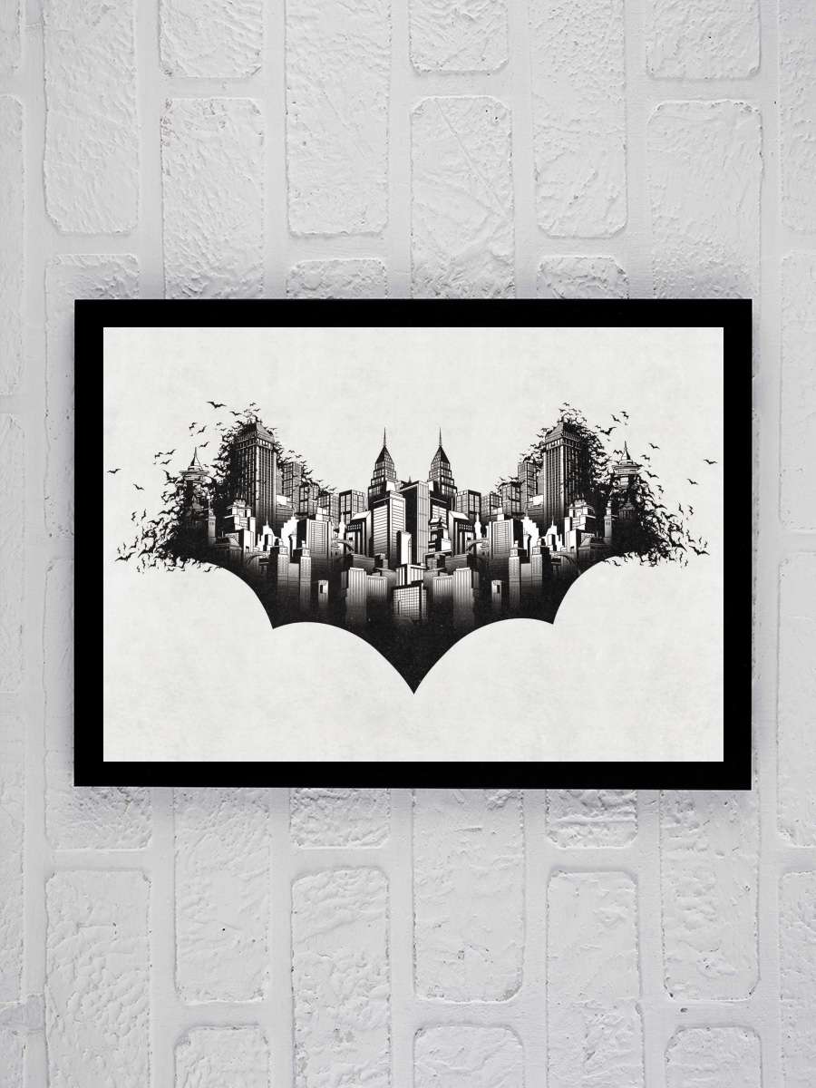 Batman - Gotham Film Poster Tablo Siyah Çerçeveli Yüksek Kalite Film Duvar Tablo