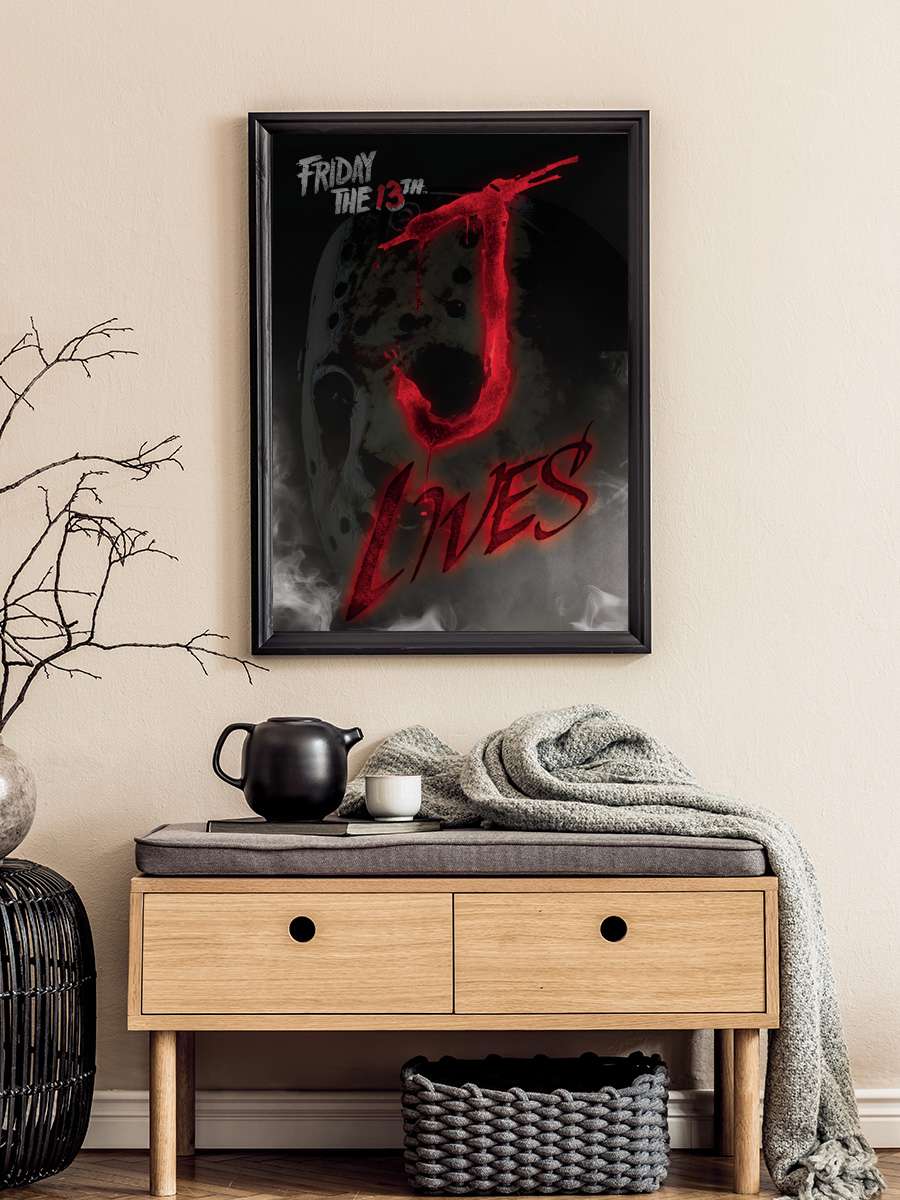 Friday The 13th - J lives Film Poster Tablo Siyah Çerçeveli Yüksek Kalite Film Duvar Tablo