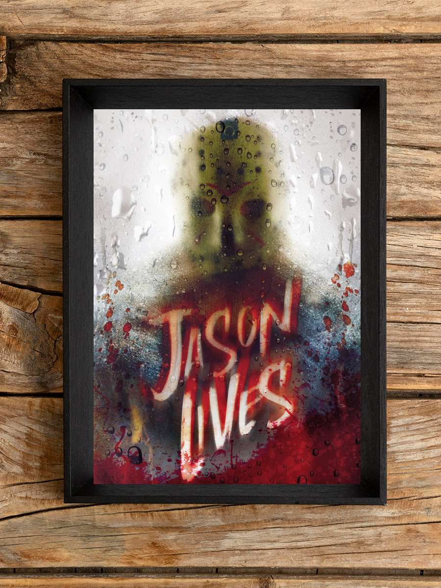 Friday The 13th - Jason Lives Film Poster Tablo Siyah Çerçeveli Yüksek Kalite Film Duvar Tablo