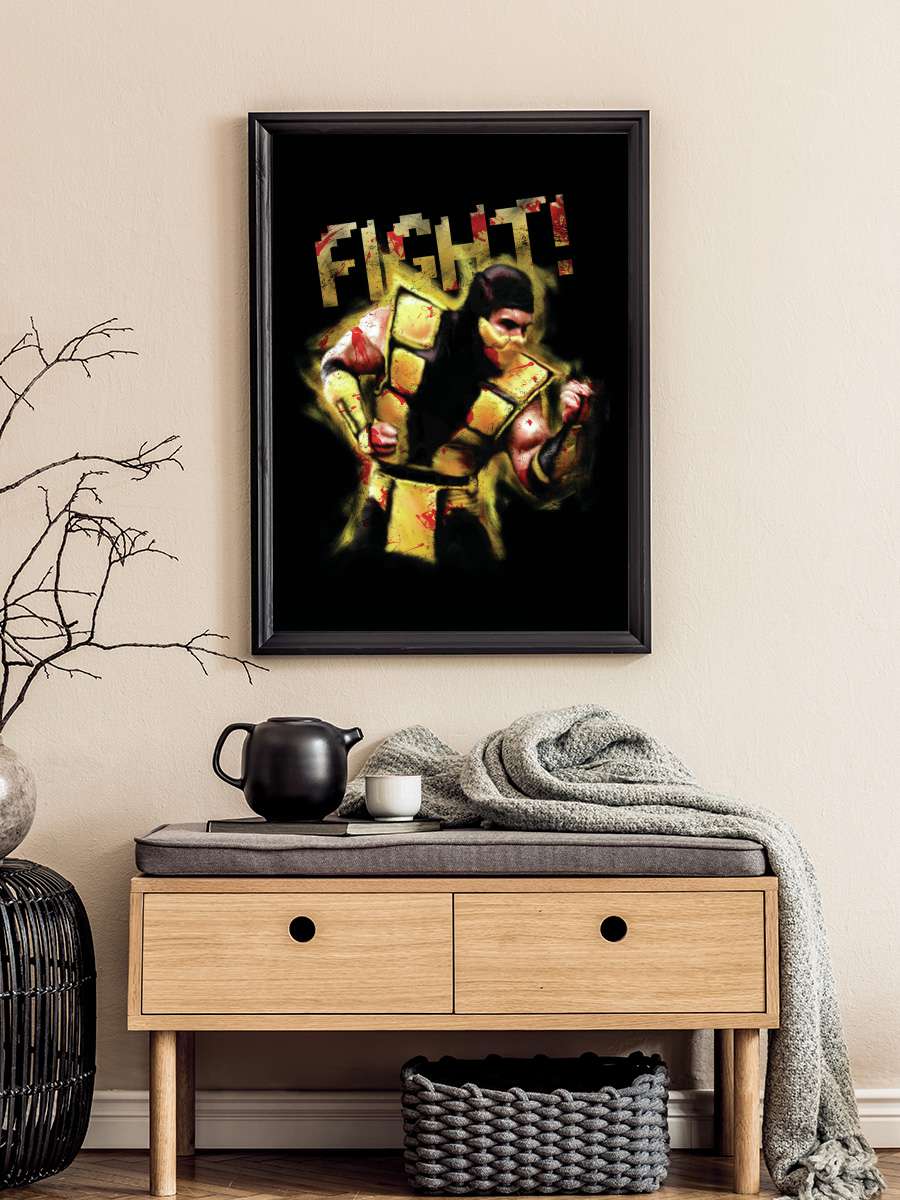 Mortal Kombat - Fight Film Poster Tablo Siyah Çerçeveli Yüksek Kalite Film Duvar Tablo