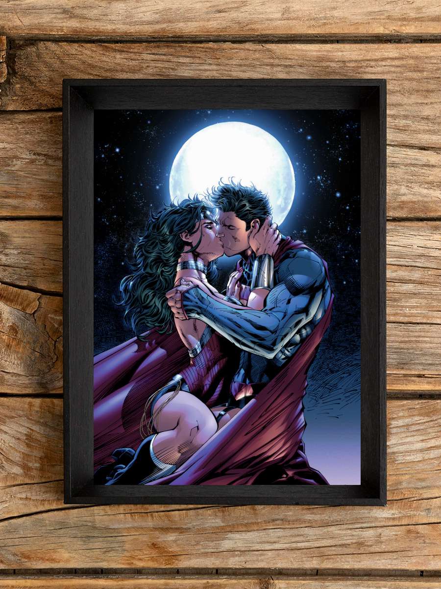 Superman and Wonder Woman -… - Lovers Film Poster Tablo Siyah Çerçeveli Yüksek Kalite Film Duvar Tablo