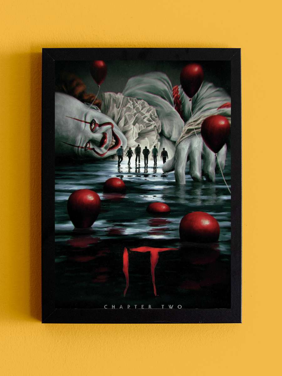 IT Chapter Two - Pennywise Film Poster Tablo Siyah Çerçeveli Yüksek Kalite Film Duvar Tablo