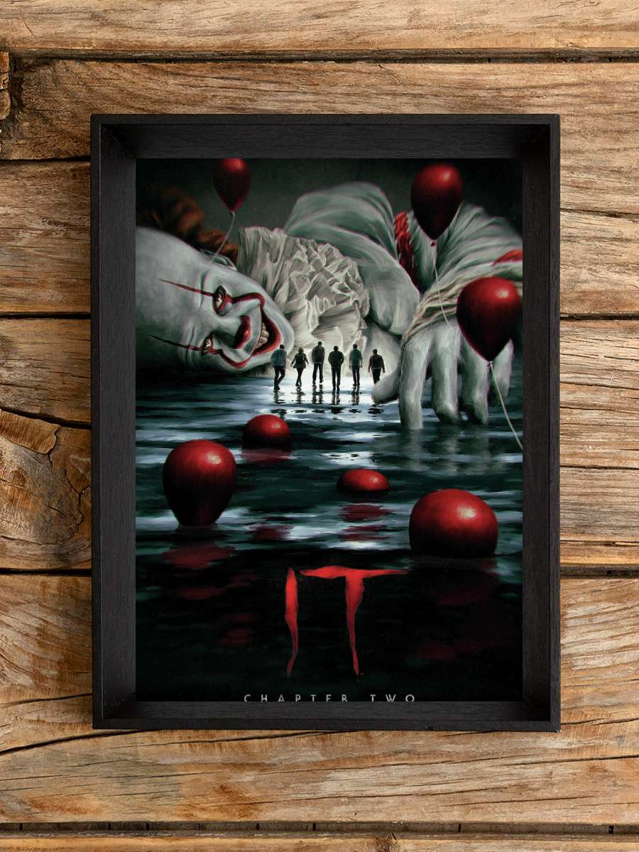 IT Chapter Two - Pennywise Film Poster Tablo Siyah Çerçeveli Yüksek Kalite Film Duvar Tablo