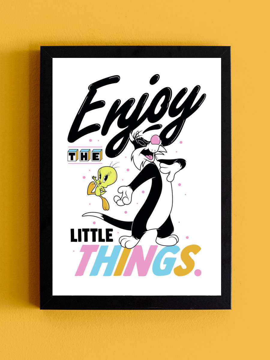 Looney Tunes - Enjoy the little… little things Film Poster Tablo Siyah Çerçeveli Yüksek Kalite Film Duvar Tablo