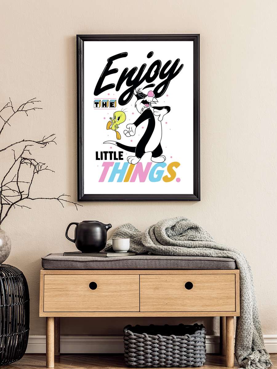 Looney Tunes - Enjoy the little… little things Film Poster Tablo Siyah Çerçeveli Yüksek Kalite Film Duvar Tablo