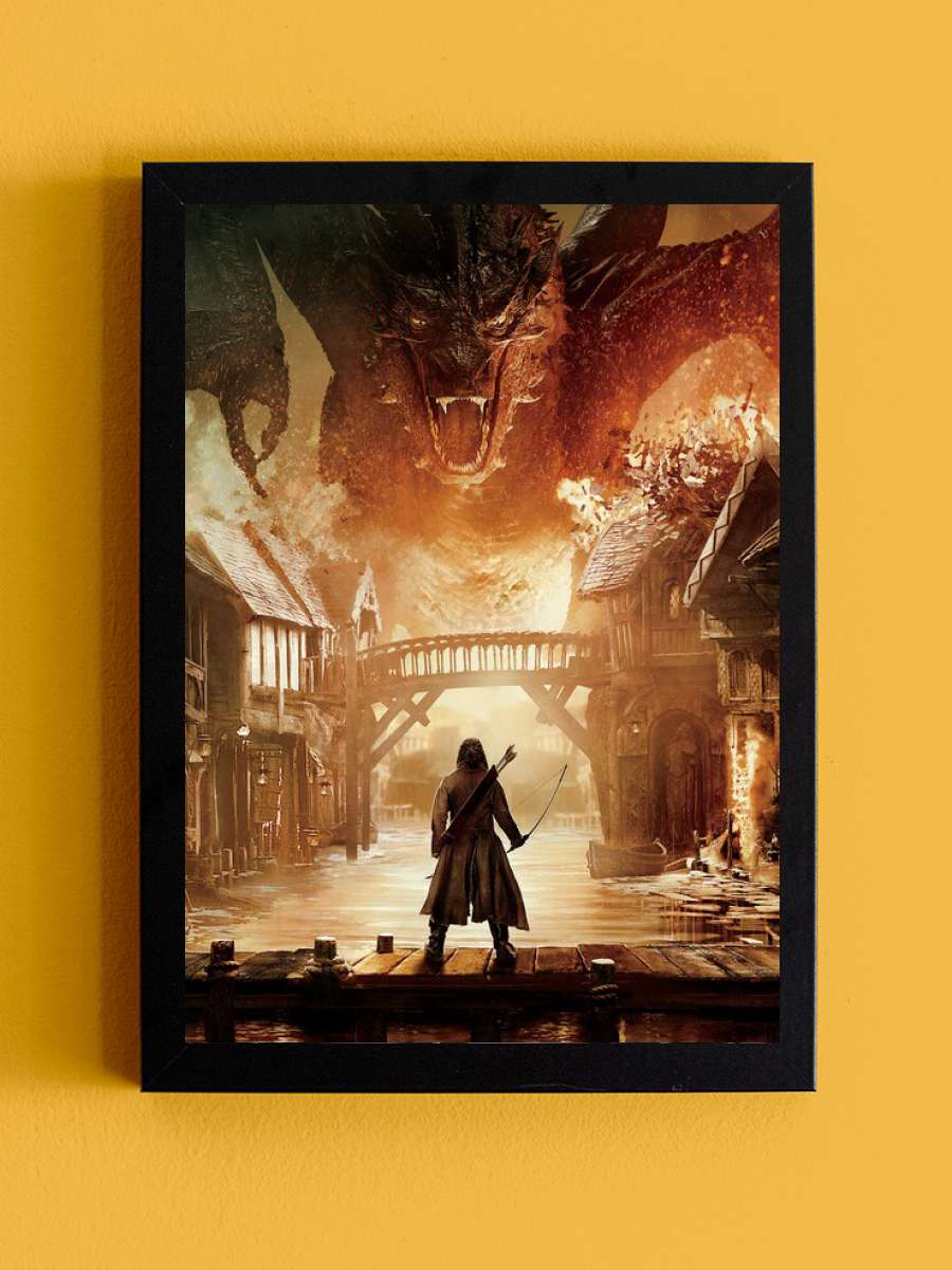 The Hobbit - Smaug Film Poster Tablo Siyah Çerçeveli Yüksek Kalite Film Duvar Tablo