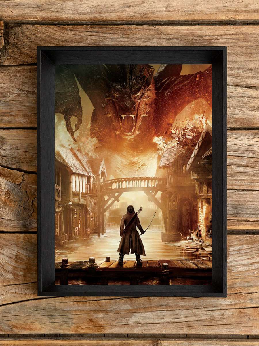 The Hobbit - Smaug Film Poster Tablo Siyah Çerçeveli Yüksek Kalite Film Duvar Tablo