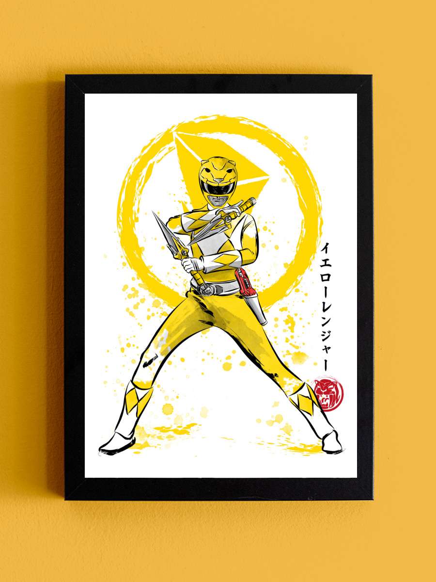 Yellow ranger sumi e Film Poster Tablo Siyah Çerçeveli Yüksek Kalite Film Duvar Tablo