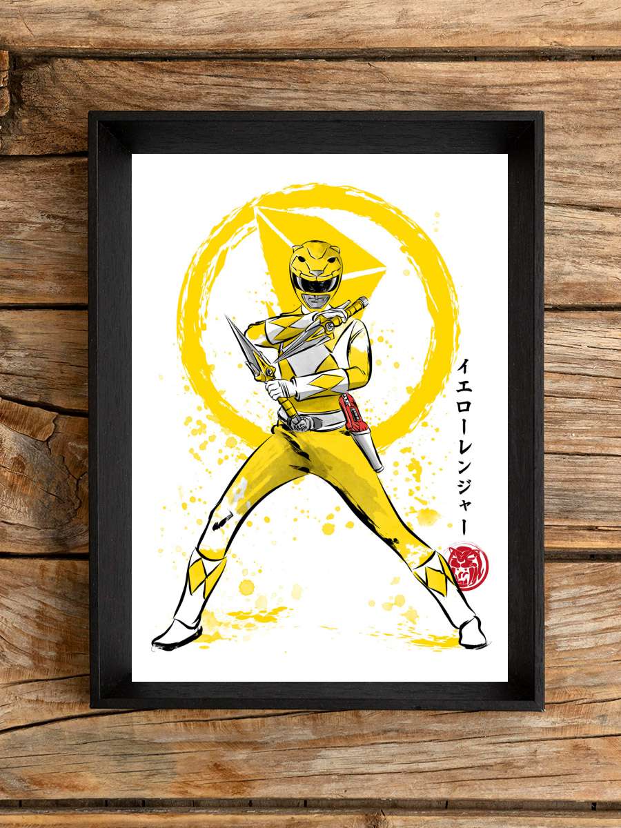 Yellow ranger sumi e Film Poster Tablo Siyah Çerçeveli Yüksek Kalite Film Duvar Tablo