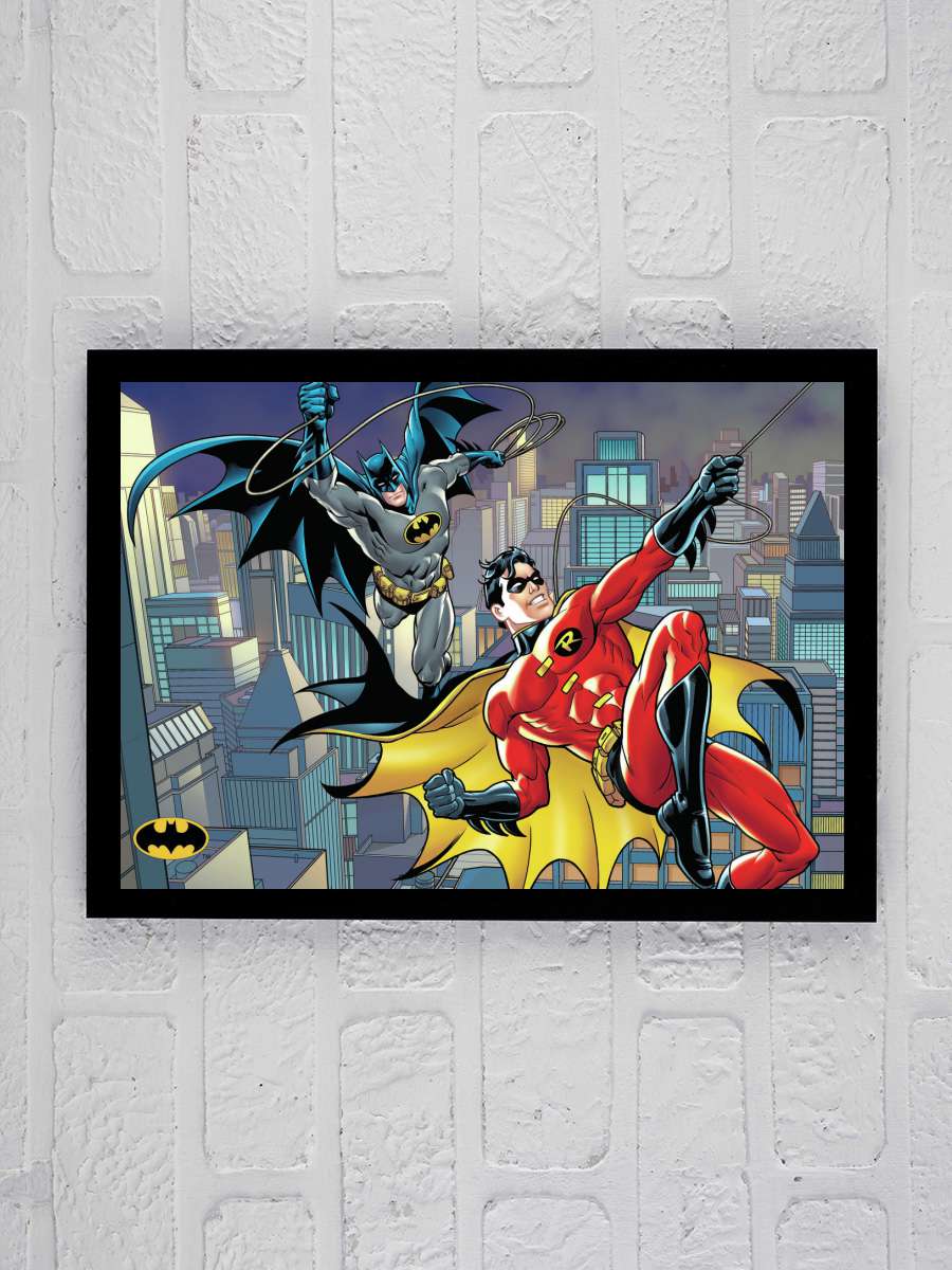 Batman and Robin - Night saviors Film Poster Tablo Siyah Çerçeveli Yüksek Kalite Film Duvar Tablo