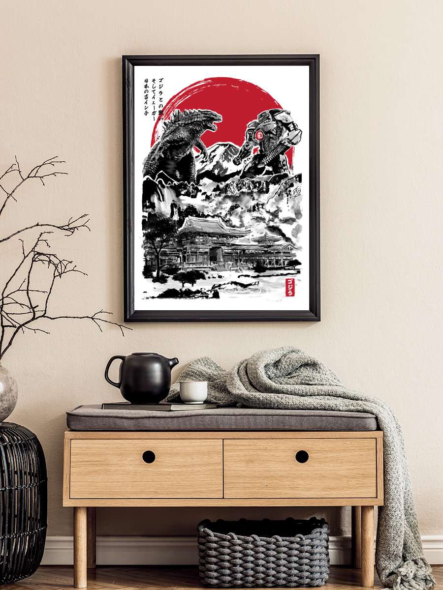 Attack on Japanese Temple Film Poster Tablo Siyah Çerçeveli Yüksek Kalite Film Duvar Tablo