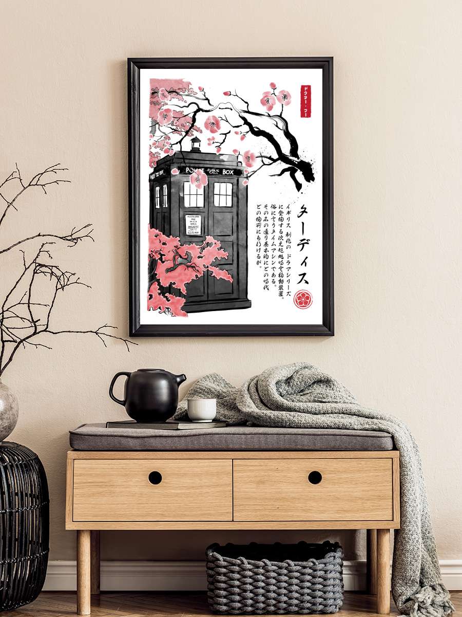 Tardis sumi e Film Poster Tablo Siyah Çerçeveli Yüksek Kalite Film Duvar Tablo