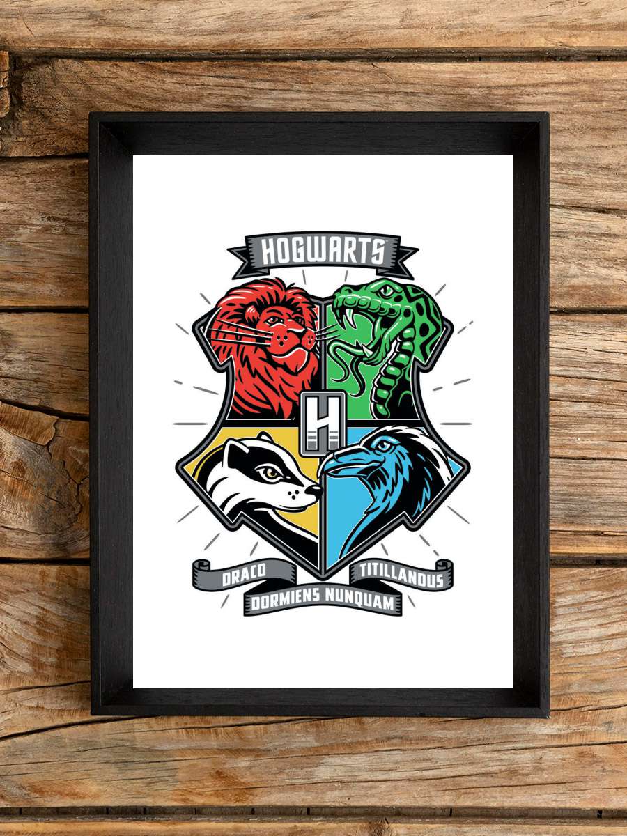 Harry Potter - Hogwarts houses Film Poster Tablo Siyah Çerçeveli Yüksek Kalite Film Duvar Tablo