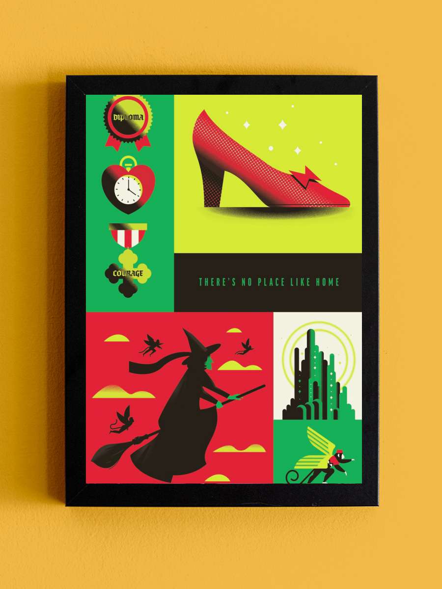 The Wizard of Oz - There's no… no place like home Film Poster Tablo Siyah Çerçeveli Yüksek Kalite Film Duvar Tablo