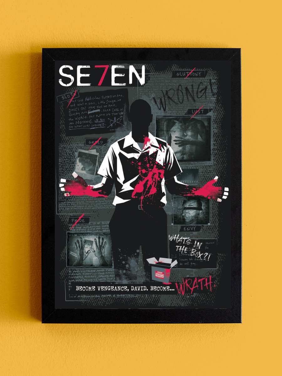 Se7en - What's in the box? Film Poster Tablo Siyah Çerçeveli Yüksek Kalite Film Duvar Tablo