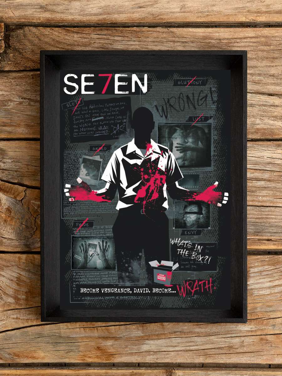 Se7en - What's in the box? Film Poster Tablo Siyah Çerçeveli Yüksek Kalite Film Duvar Tablo