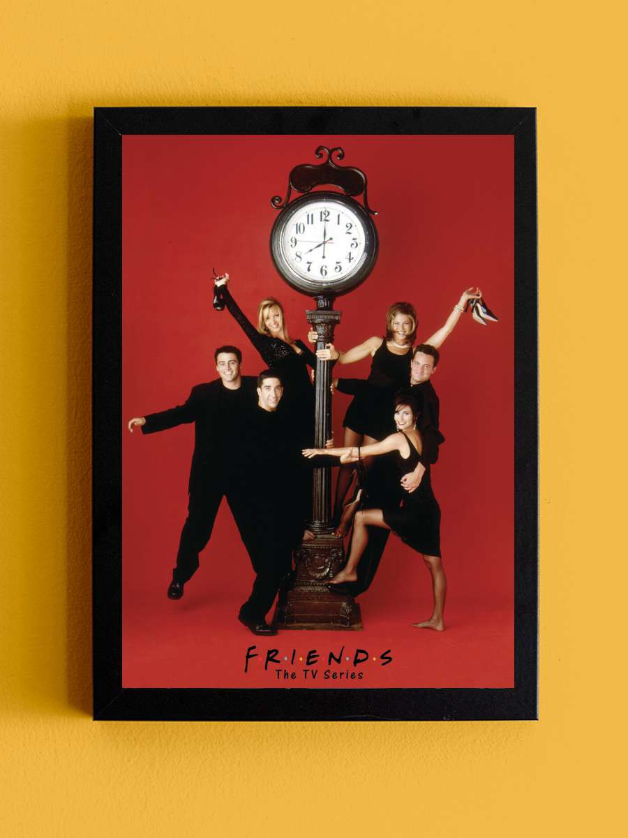 Friends - Red wall clock Film Poster Tablo Siyah Çerçeveli Yüksek Kalite Film Duvar Tablo