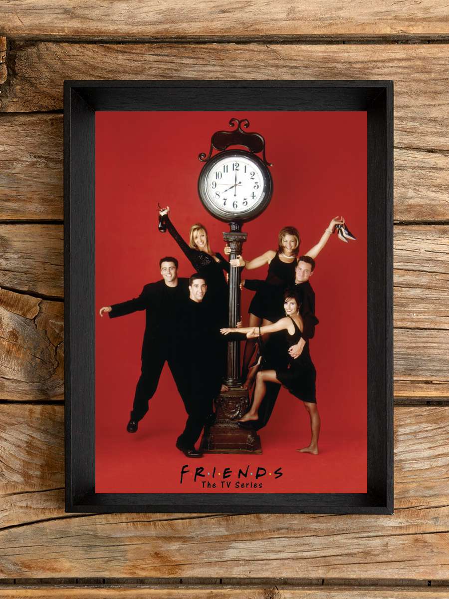 Friends - Red wall clock Film Poster Tablo Siyah Çerçeveli Yüksek Kalite Film Duvar Tablo