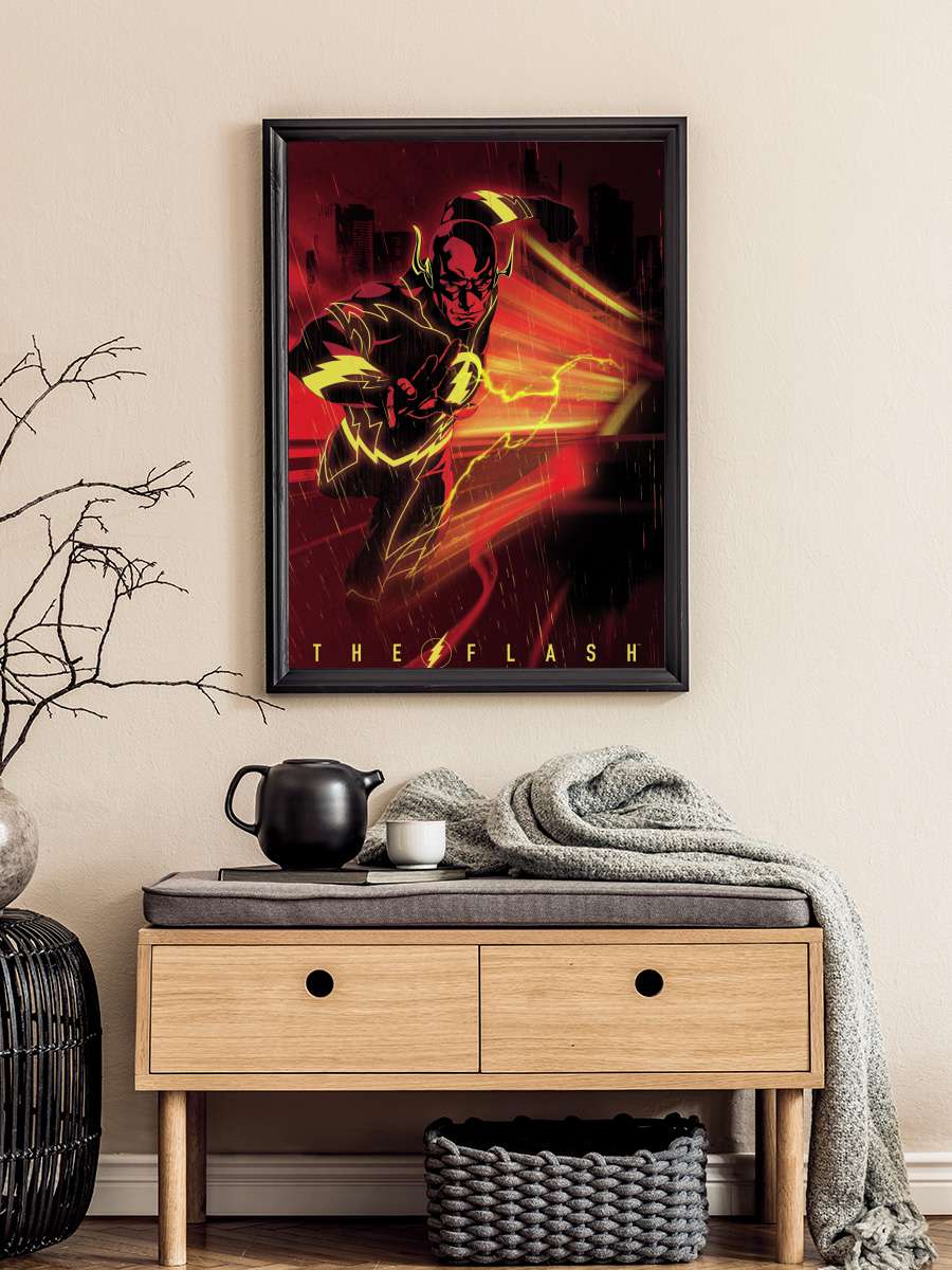 Flash - Speed Force Film Poster Tablo Siyah Çerçeveli Yüksek Kalite Film Duvar Tablo