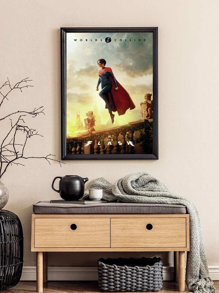 The Flash - Supergirl Film Poster Tablo Siyah Çerçeveli Yüksek Kalite Film Duvar Tablo