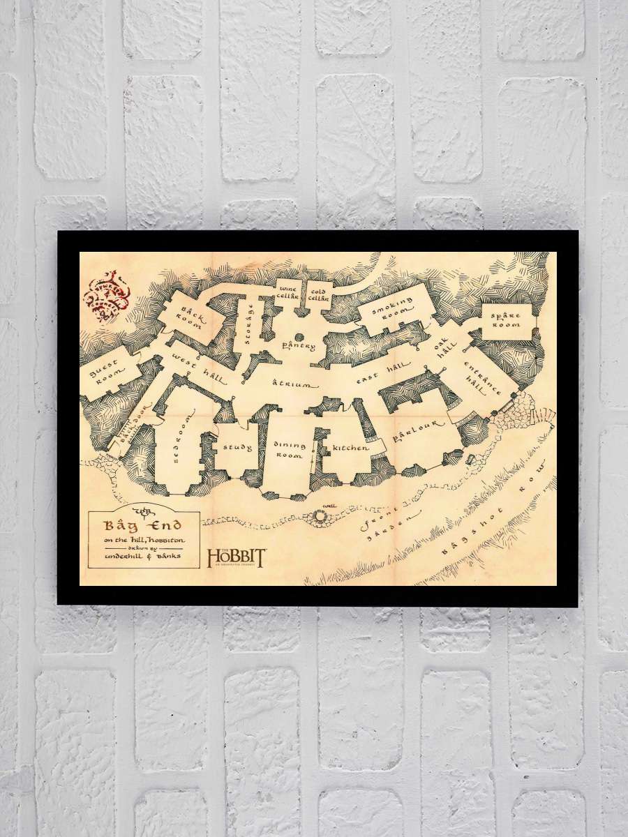 Hobbit - Bag end map Film Poster Tablo Siyah Çerçeveli Yüksek Kalite Film Duvar Tablo