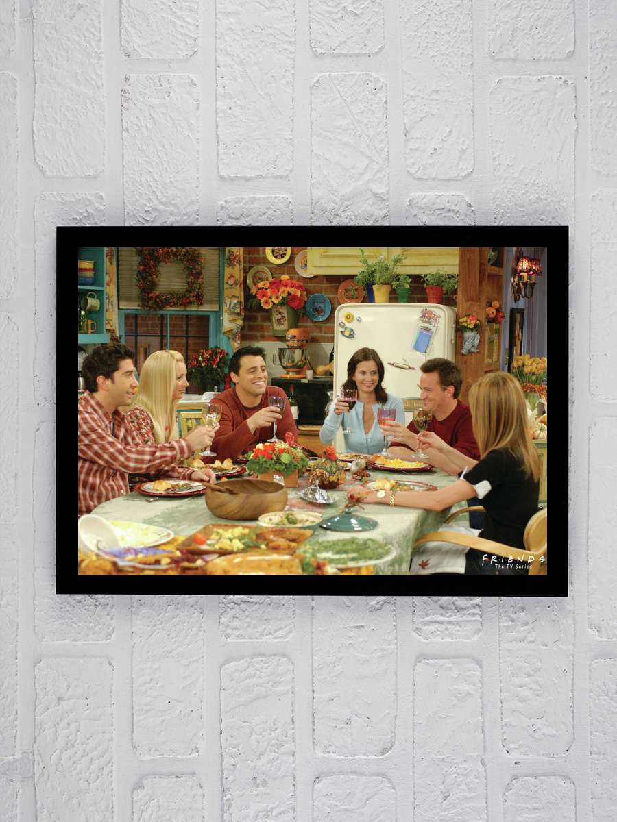 Friends - Thanksgiving  Film Poster Tablo Siyah Çerçeveli Yüksek Kalite Film Duvar Tablo